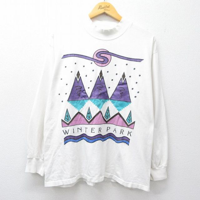 90s 長袖Tシャツ WINTER PARK ホワイト メンズXL相当 | 古着