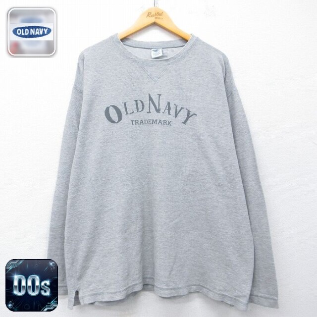 【20%OFF】オールドネイビー 00s 長袖Tシャツ ビッグロゴ グレー メンズXL相当 | 古着