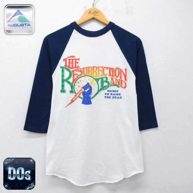 【20%OFF】00s 7分袖Tシャツ RESURRECTION BAND ホワイト メンズS相当 | 古着