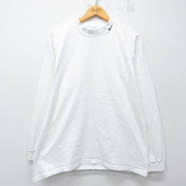 ナイキ 00s 長袖Tシャツ ワンポイントロゴ ホワイト メンズXL相当 | 古着