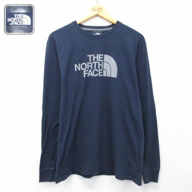 【20%OFF】ノースフェイス 長袖Tシャツ ビッグロゴ ネイビー メンズL相当 | 古着