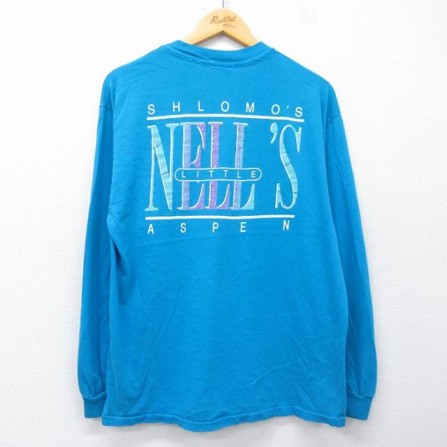 ヘインズ 90s 長袖Tシャツ NELLS ライトブルー メンズL相当 | 古着