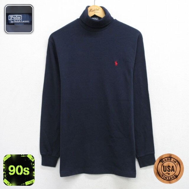 【20%OFF】ラルフローレン 90s 長袖Tシャツ ワンポイント ネイビー メンズL相当 | 古着