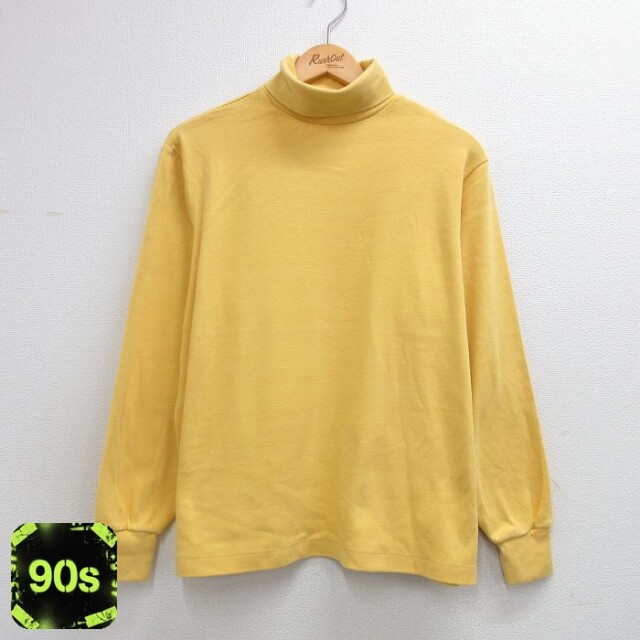90s 長袖Tシャツ タートルネック イエロー メンズXL相当 | 古着