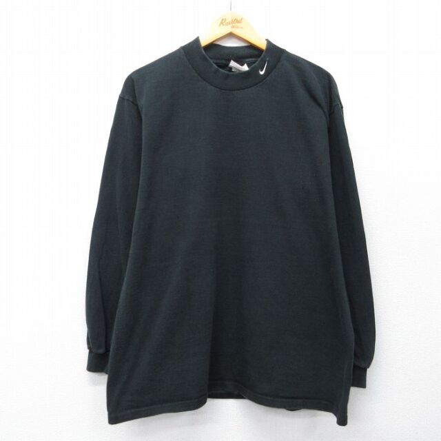 ナイキ 90s 長袖Tシャツ ワンポイントロゴ ブラック メンズXL相当 | 古着