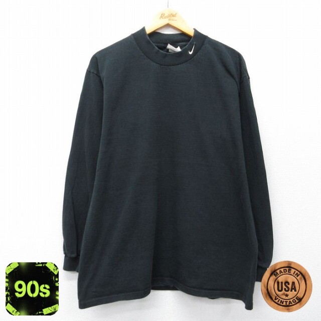 【20%OFF】ナイキ 90s 長袖Tシャツ ワンポイントロゴ ブラック メンズXL相当 | 古着