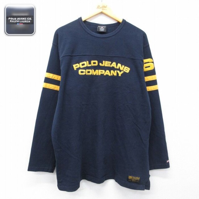 ラルフローレン 長袖Tシャツ ビッグロゴ ネイビー XL | 古着