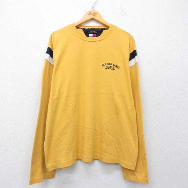 トミーヒルフィガー 90s 長袖Tシャツ ワンポイントロゴ イエロー メンズXL相当 | 古着