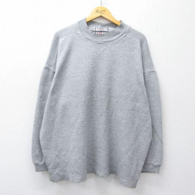 90s 長袖Tシャツ モックネック グレー メンズXL相当 | 古着