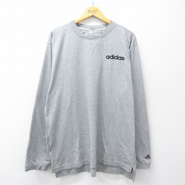 アディダス 00s 長袖Tシャツ ワンポイントロゴ グレー メンズXL相当 | 古着