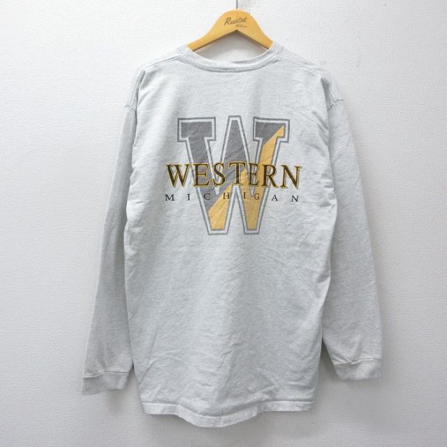 ジャンスポーツ 90s 長袖Tシャツ ミシガンレスリング グレー メンズXL相当 | 古着