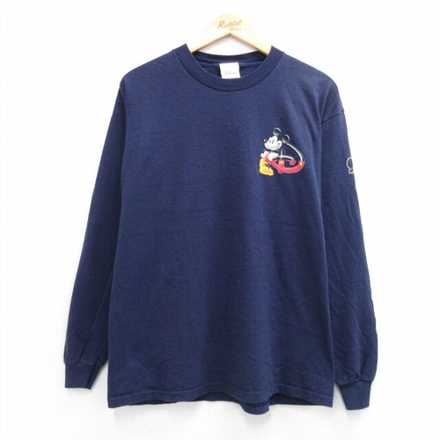 00s 長袖Tシャツ ディズニー ミッキー ネイビー メンズL相当 | 古着