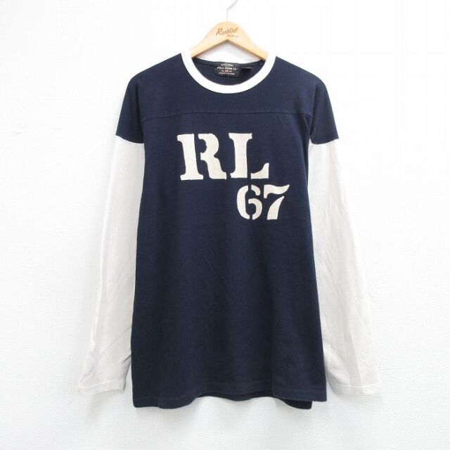 ラルフローレン 長袖Tシャツ ビッグロゴ ネイビー メンズXL相当 | 古着