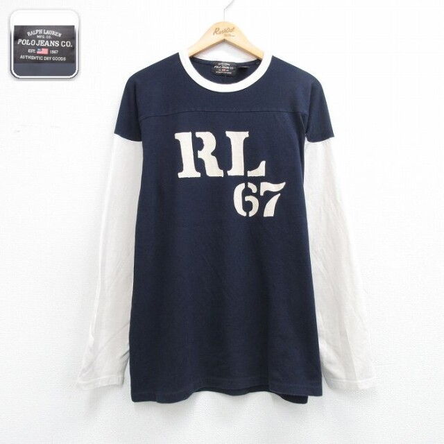 ラルフローレン 長袖Tシャツ ビッグロゴ ネイビー メンズXL相当 | 古着