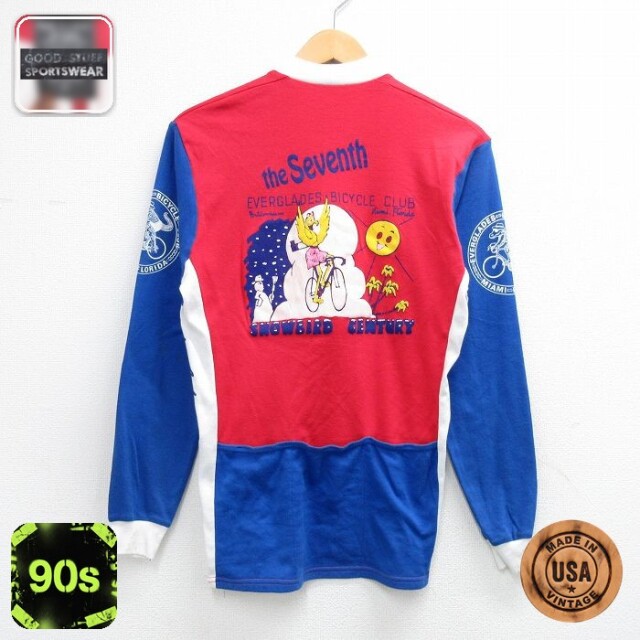 【20%OFF】90s ハーフジップサイクリングシャツ レッド メンズM相当 | 古着
