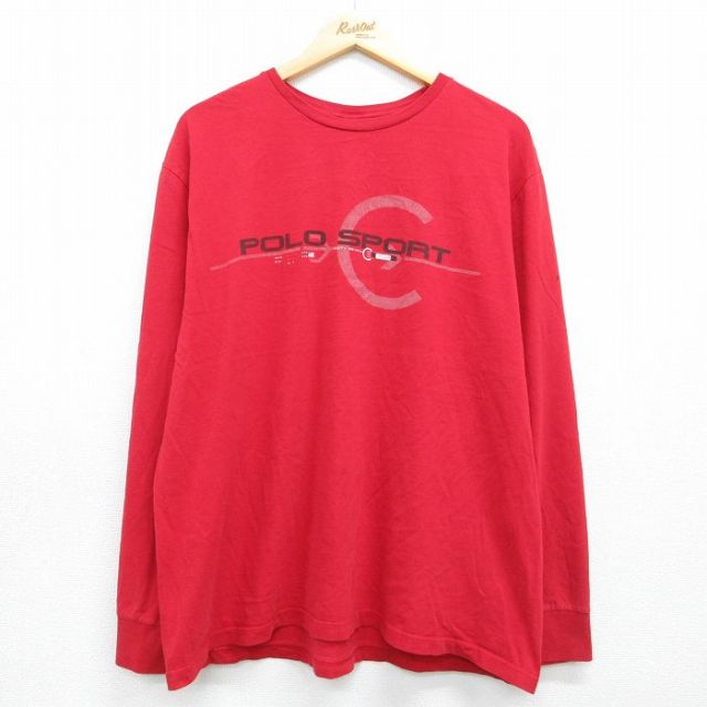 ラルフローレン 90s 長袖Tシャツ ポロスポーツ レッド メンズXL相当 | 古着
