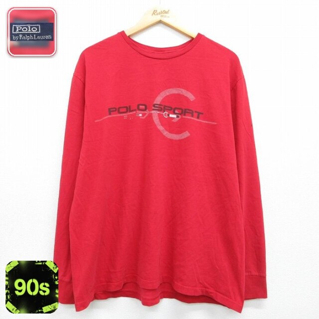 ラルフローレン 90s 長袖Tシャツ ポロスポーツ レッド メンズXL相当 | 古着