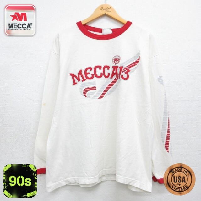 90s 長袖Tシャツ MECCA ホワイト メンズXL相当 | 古着
