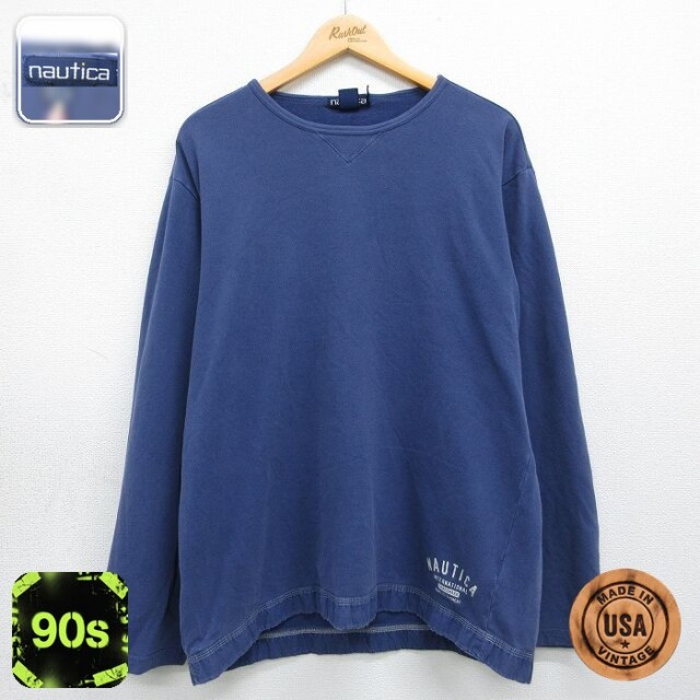 ノーティカ 90s 長袖Tシャツ 鹿の子 ネイビー メンズXL相当 | 古着