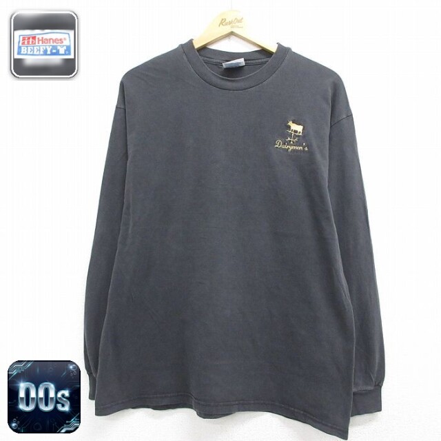 ヘインズ 00s 長袖Tシャツ Dairymen's ブラック メンズL相当 | 古着