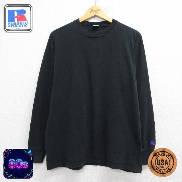 ラッセル 80s 長袖Tシャツ ブラック メンズL相当 | 古着