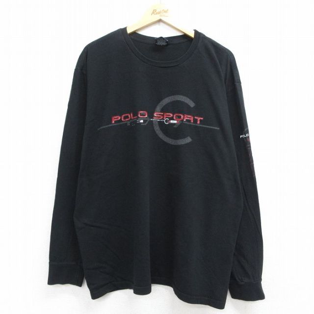 ラルフローレン ポロスポーツ 長袖Tシャツ ビッグロゴ ブラック メンズXL相当 | 古着