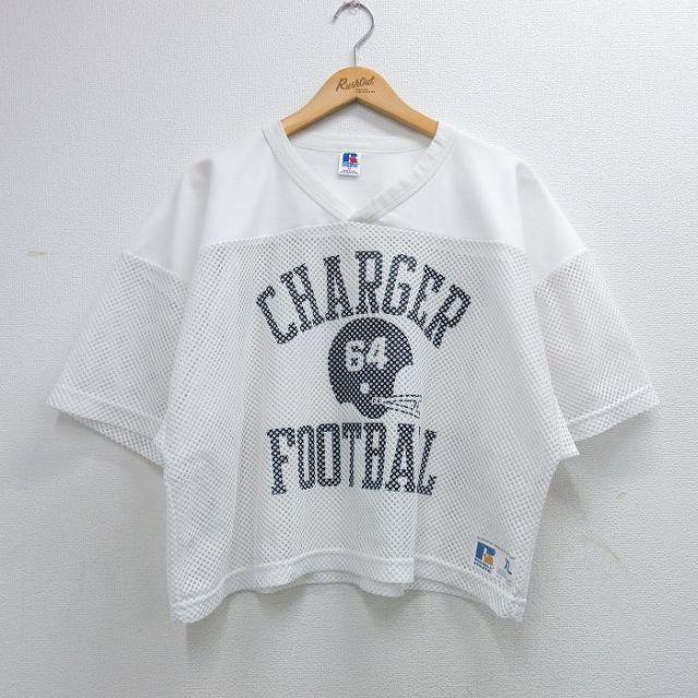 古着 80’s フットボール Tシャツ 白 古着通販 XL☆古着 ラッセル 半袖 ビンテージ フットボール Tシャツ