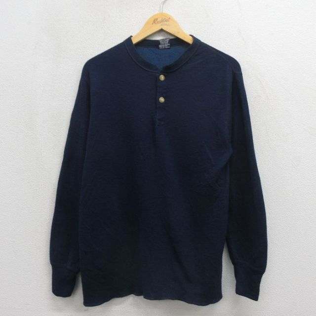 デュオフォールド 80s 長袖Tシャツ ヘンリーネック ネイビー メンズL相当 | 古着