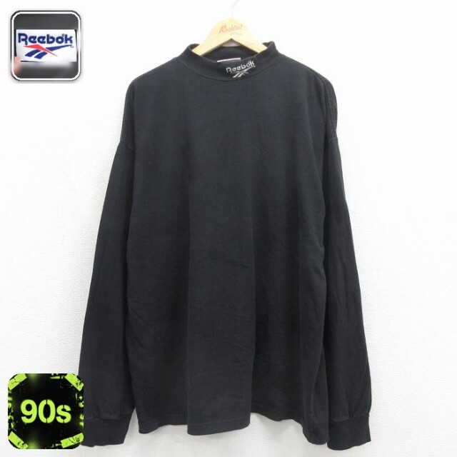 リーボック 90s 長袖Tシャツ ワンポイントロゴ ブラック メンズXL相当 | 古着