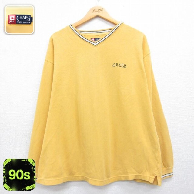 ラルフローレン 90s 長袖Tシャツ ワンポイントロゴ イエロー メンズXL相当 | 古着