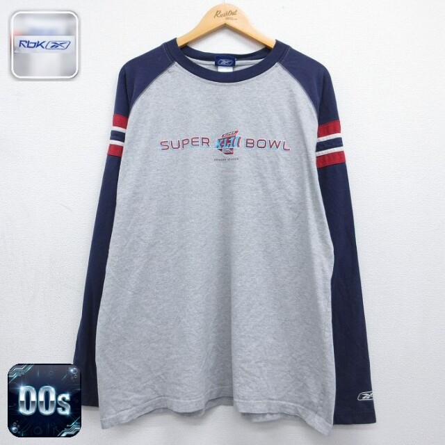 【20%OFF】リーボック 00s ラグランTシャツ NFL スーパーボウル グレー メンズXL相当 | 古着