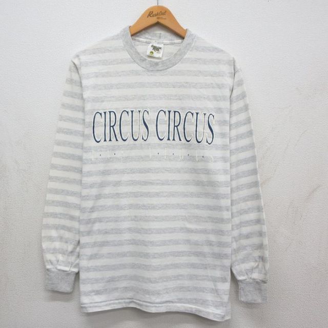 90s 長袖Tシャツ CIRCUSボーダー ホワイト メンズM相当 | 古着