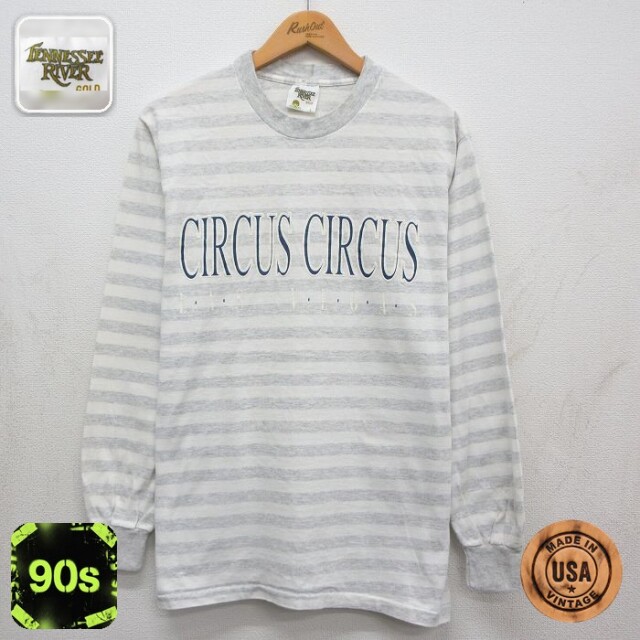 90s 長袖Tシャツ CIRCUSボーダー ホワイト メンズM相当 | 古着