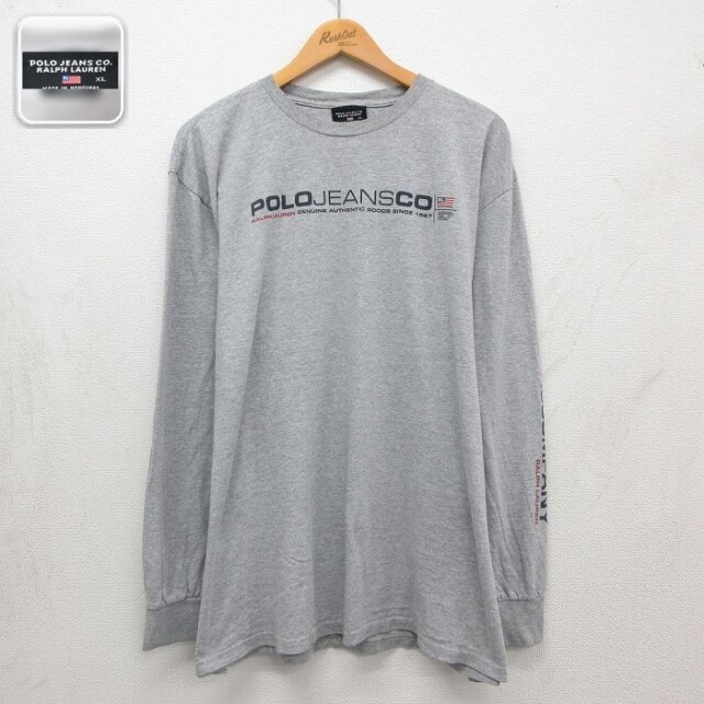 ラルフローレン 長袖Tシャツ ビッグロゴ グレー メンズXL相当 | 古着