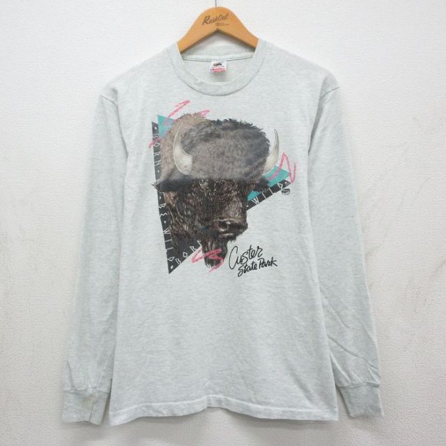 フルーツオブザルーム 90s 長袖Tシャツ バッファロー グレー M | 古着