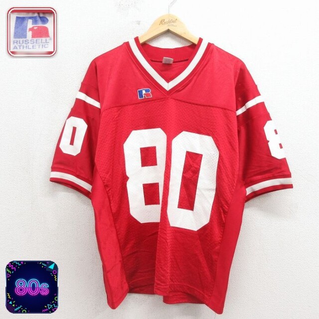 ラッセル 80s 半袖Tシャツ ユニフォーム レッド メンズXL相当 | 古着