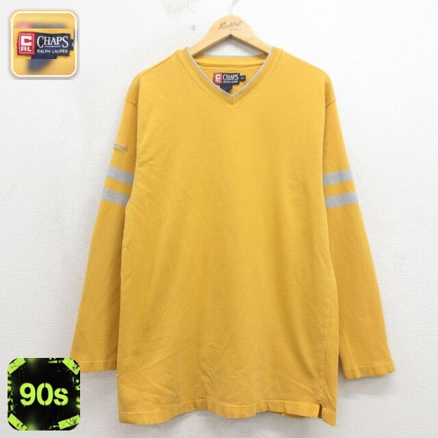 ラルフローレン 90s 長袖Tシャツ ワンポイントロゴ イエロー メンズM相当 | 古着