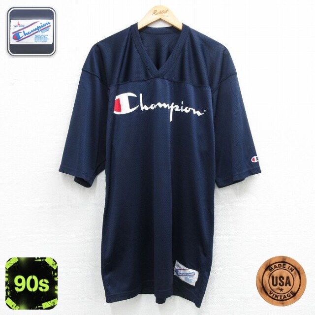 チャンピオン 90s 半袖Tシャツ ビッグロゴ ネイビー メンズXL相当 | 古着