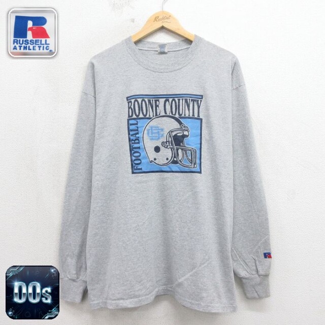 ラッセル 00s 長袖Tシャツ フットボール グレー メンズL相当 | 古着