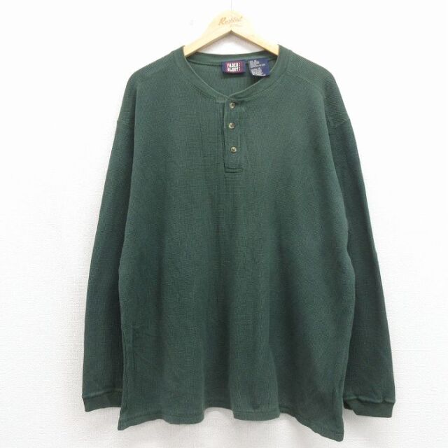 FADED GLORY 00s 長袖ヘンリーネックTシャツ グリーン メンズXL相当 | 古着