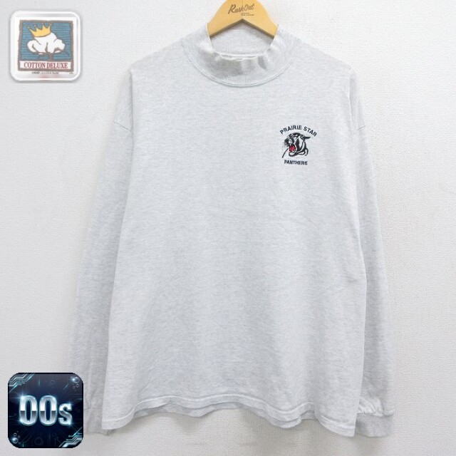 00s 長袖Tシャツ PANTHERS モックネック グレー メンズXL相当 | 古着