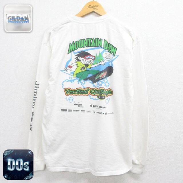 00s 長袖Tシャツ スノボー マウンテンデュー ホワイト メンズL相当 | 古着