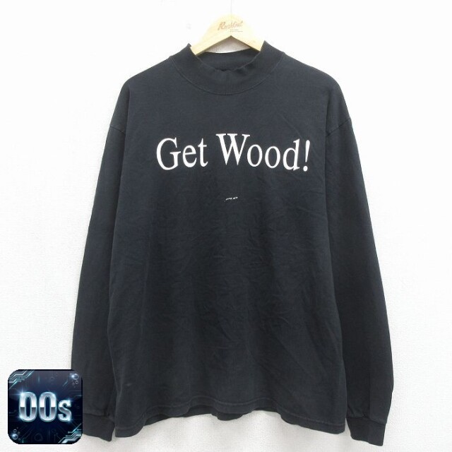 00s 長袖Tシャツ Get モックネック ブラック メンズXL相当 | 古着