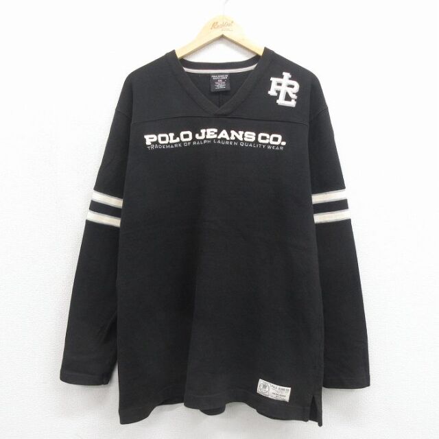 ラルフローレン 長袖Tシャツ ビッグロゴ刺繍 ブラック メンズL相当 | 古着