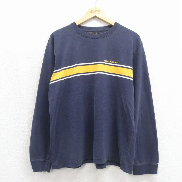アバクロンビー 00s 長袖Tシャツ ワンポイントロゴ ネイビー メンズXL相当 | 古着
