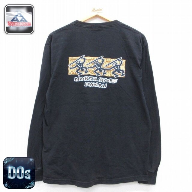 00s 長袖Tシャツ NORTH SHORE HAWAII ブラック メンズL相当 | 古着