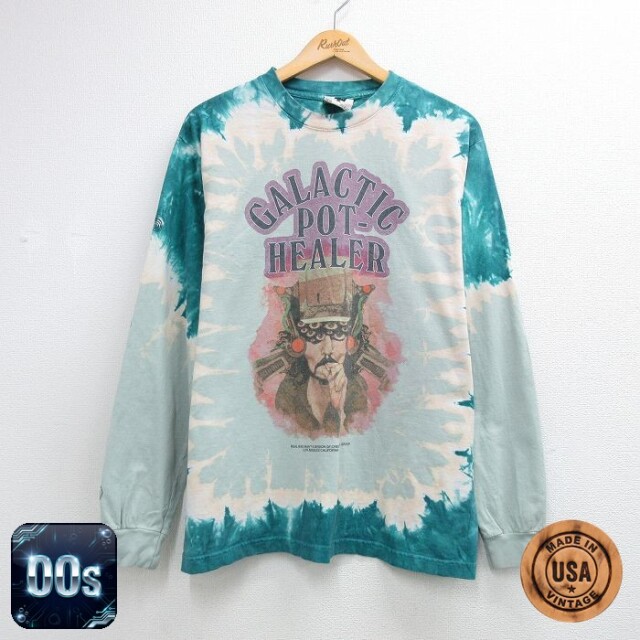 00s 長袖Tシャツ GALACTIC POT HEALERプリント ライトブルータイダイ メンズL相当 | 古着