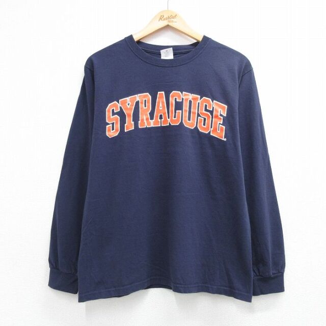 00s 長袖Tシャツ シラキュース ネイビー メンズM相当 | 古着