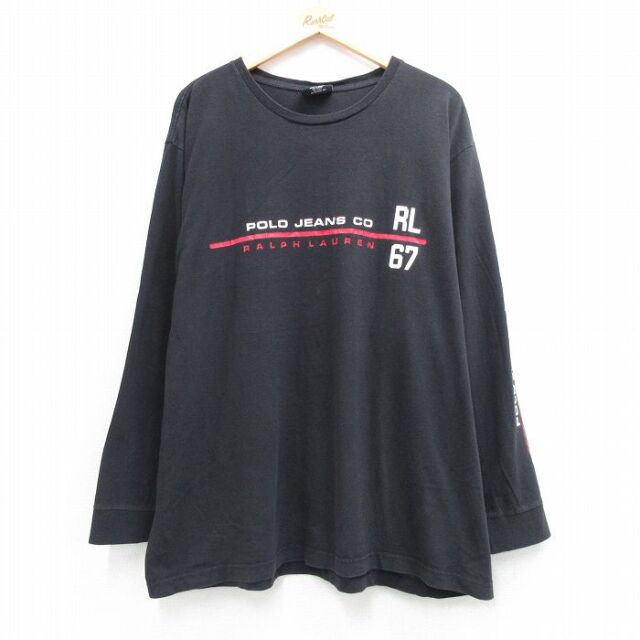 ラルフローレン 長袖Tシャツ ビッグロゴ ブラック メンズXL相当 | 古着