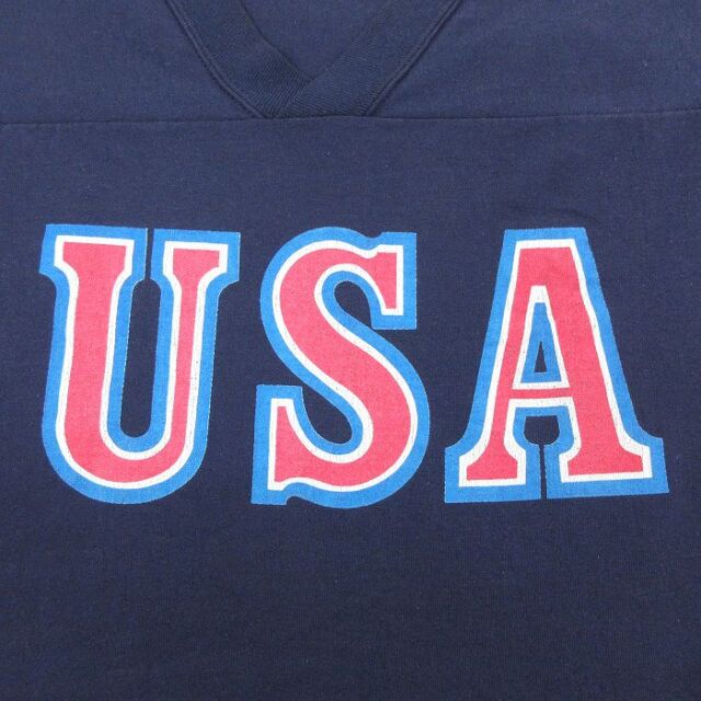 古着通販 XL☆古着 7分袖 ビンテージ フットボール Tシャツ メンズ 80